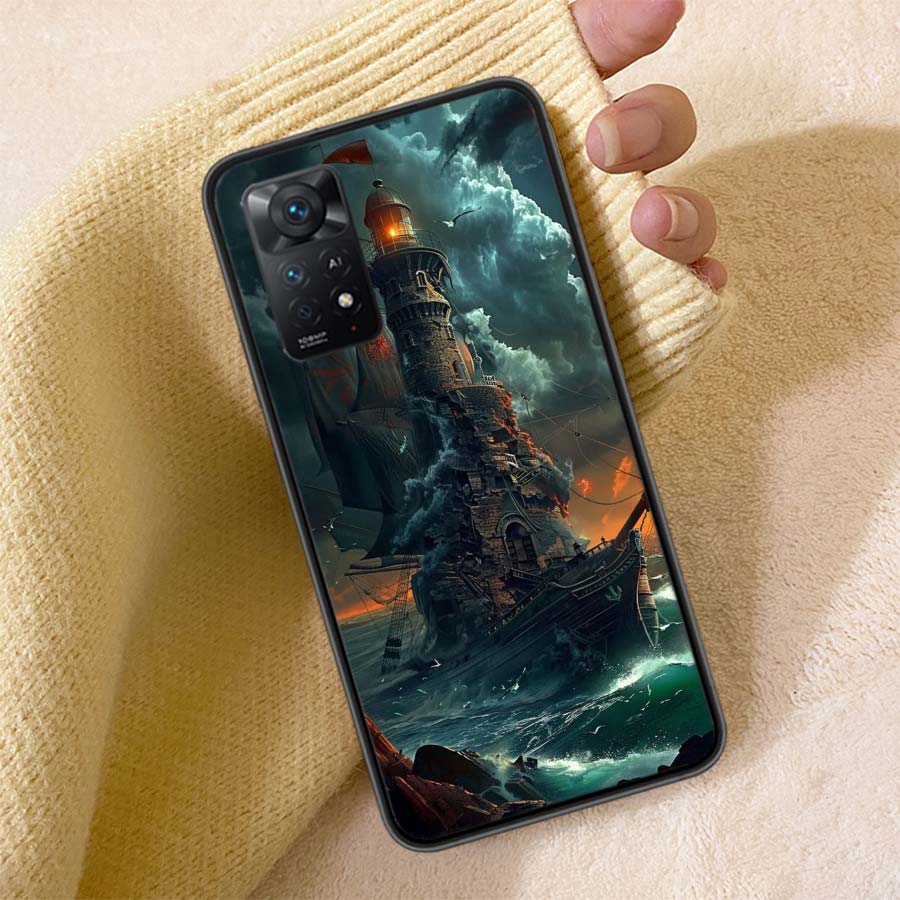 Lighthouse Phone Case For Redmi Note 13 14 15 Pro Plus 12 13C 12C 15C 9 10 10C 9T 9C 9A TPU Soft Cover Clear Cell Cases Shockpro