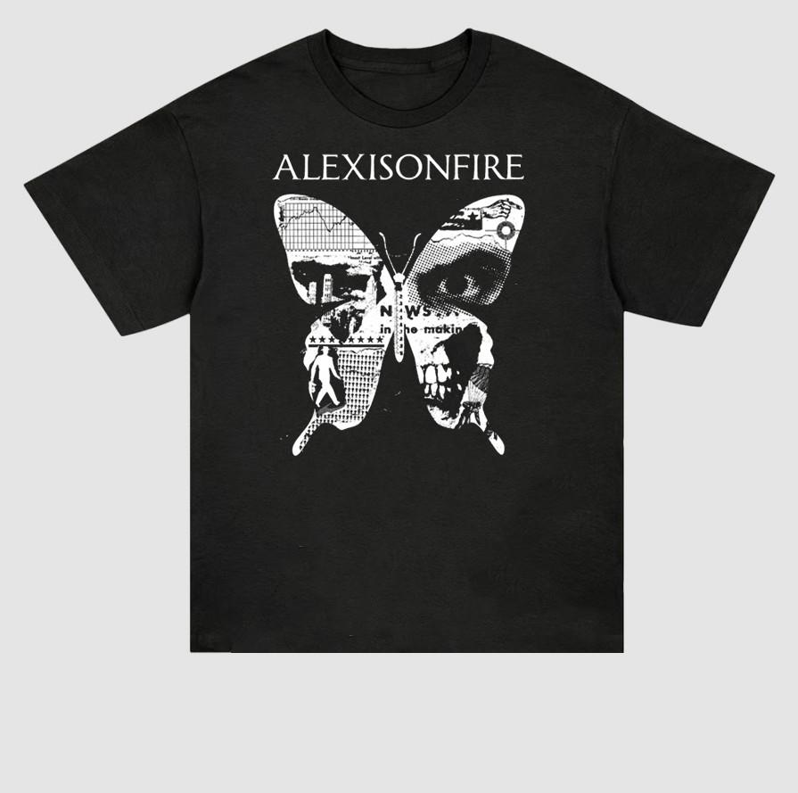 Vintage Alexisonfire Rock Band Butterfly Logo Shirt Black Full Size NZ325 XXL