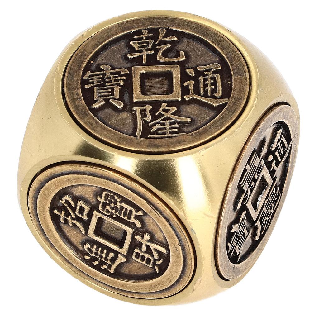 Metal Figertip Rotating Cube Embossed 6 Sided Anti Anxiety Stress Relief Brass Fingertip Gyroscop