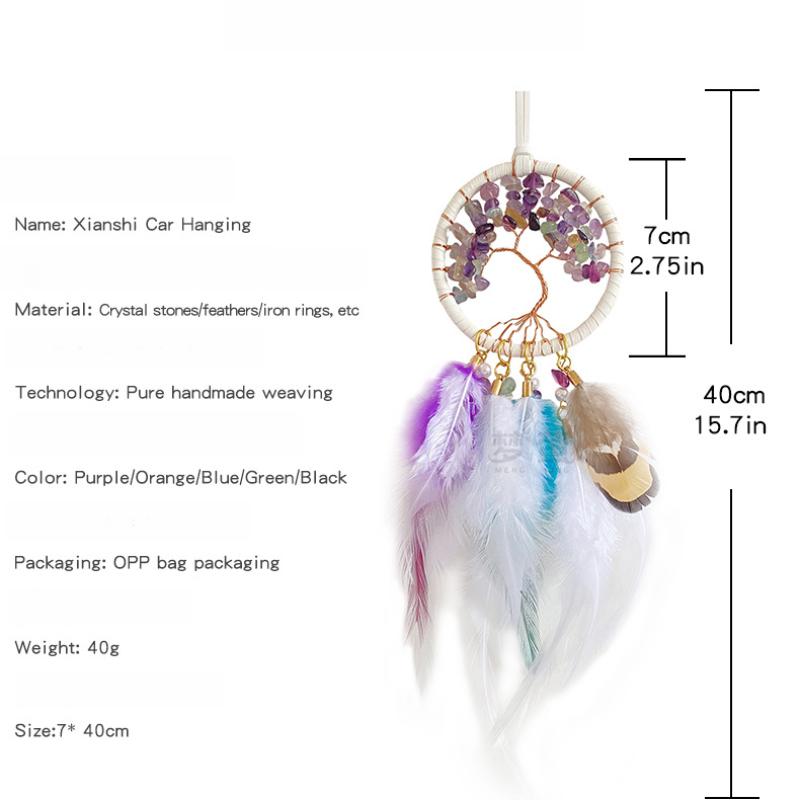 Home Decoration Crystal Stone Car Hanging Tree of Life Car Pendant Crafts Car Interior Decoration