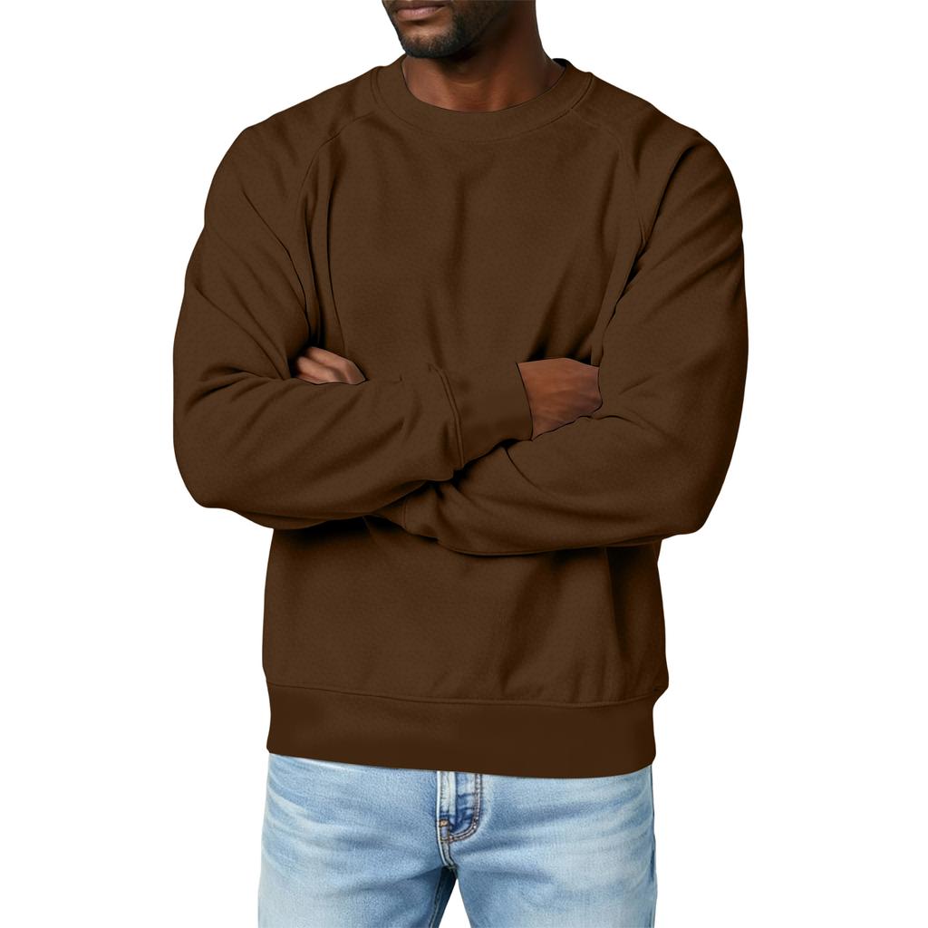 Pánská mikina s kulatým výstřihem, raglánovými rukávy, fleecovou podšívkou, silná, jednobarevná