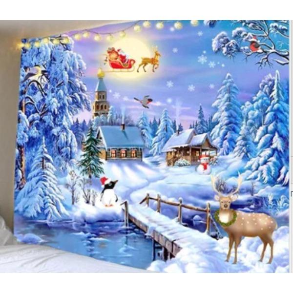 3D Digital Printing Christmas Three-Piece Set, Holiday Decoration Bedding Set