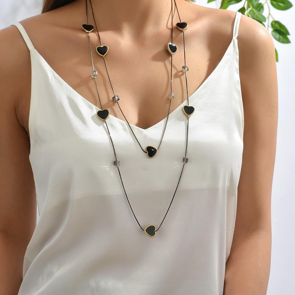 1PC Women's Fashion Trend Heart-shaped Long Necklace Jewelry Suitable for Dates, Parties, Holidays, Gifts