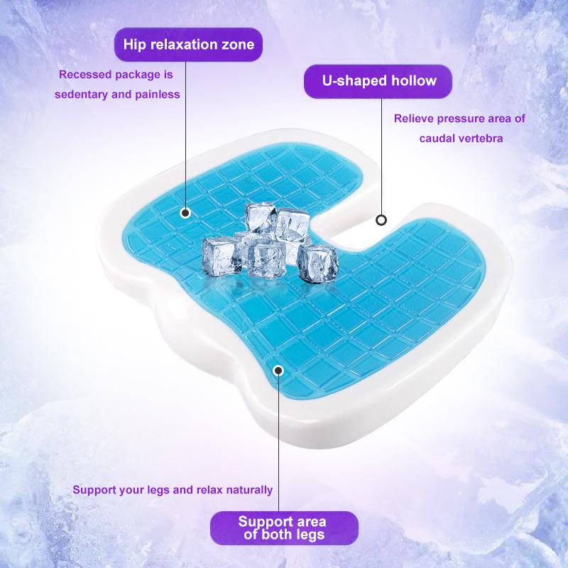 45D Cooling Gel Memory Foam Seat Cushion Orthopedic Office Chair Pad Car Butt Cushion for Tailbone Pain Relief