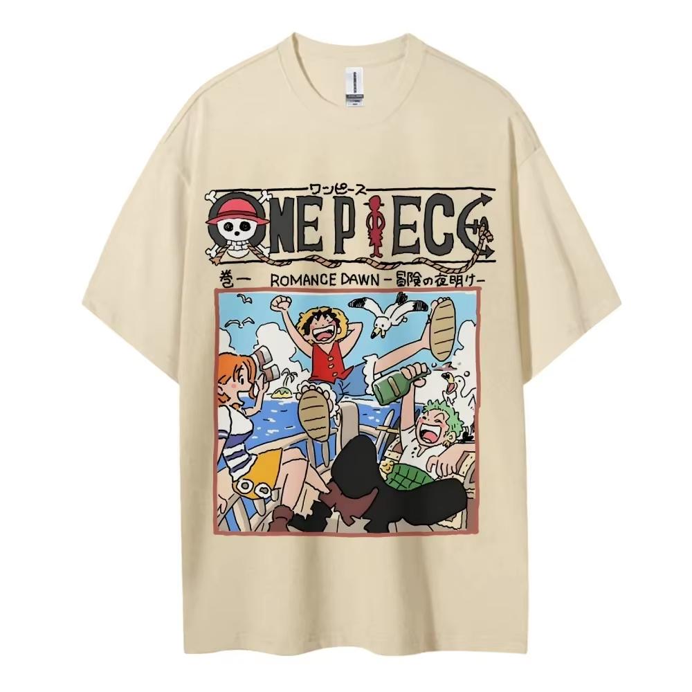 

ONE PIECE Peripheral Products Unisexs Summer Casual Oversized Tee Breathable Cotton Daily Lounging and Comic Themed Parties XL