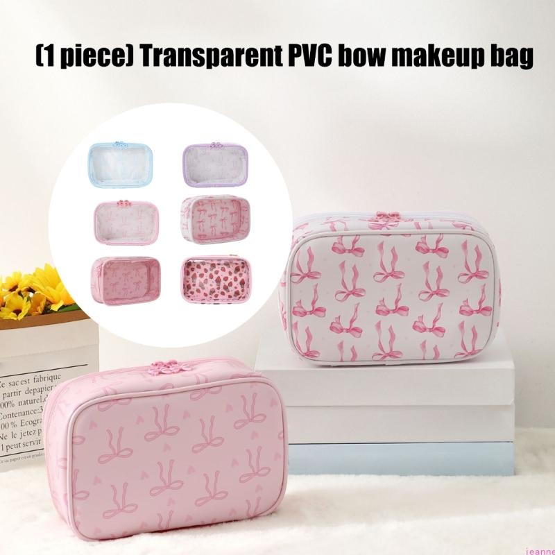 Stylish See Through Butterfly Bowknot Beauty Bag Storage Container with Bows For Organizing Skincare Products