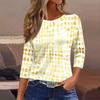 Women's Casual Geometric Print Neck T-Shirt with Three-Quarter Sleeve for Everyday Wear