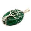 Emerald Gemstone Necklace Sterling Silver Pendant Wire Wrapped Emerald Jewelry