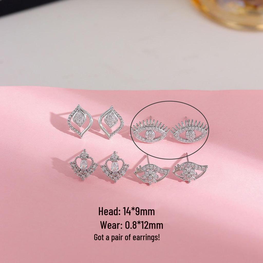 Copper-Plated Gold & Silver Demon Eye Earrings with Zircon for Women - Niche Luxury Design