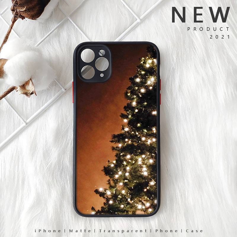 Merry Christmas New Year Tree Phone Case Matte Transparent  For Iphone 7 8 11 12 Plus Mini X Xs Xr Pro Max Cover