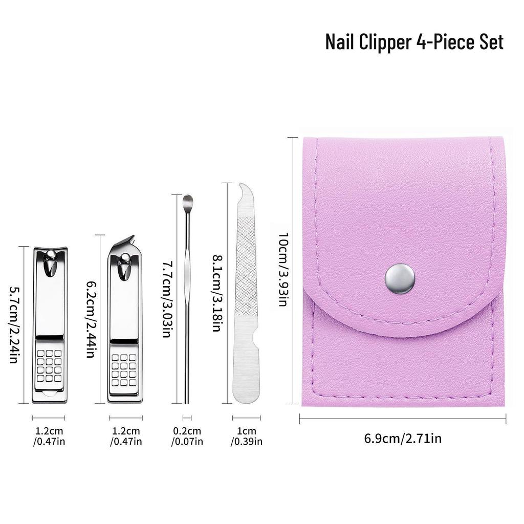 Nail Clipper & Angled File Set with Ear Pick - Manicure Tools for Women