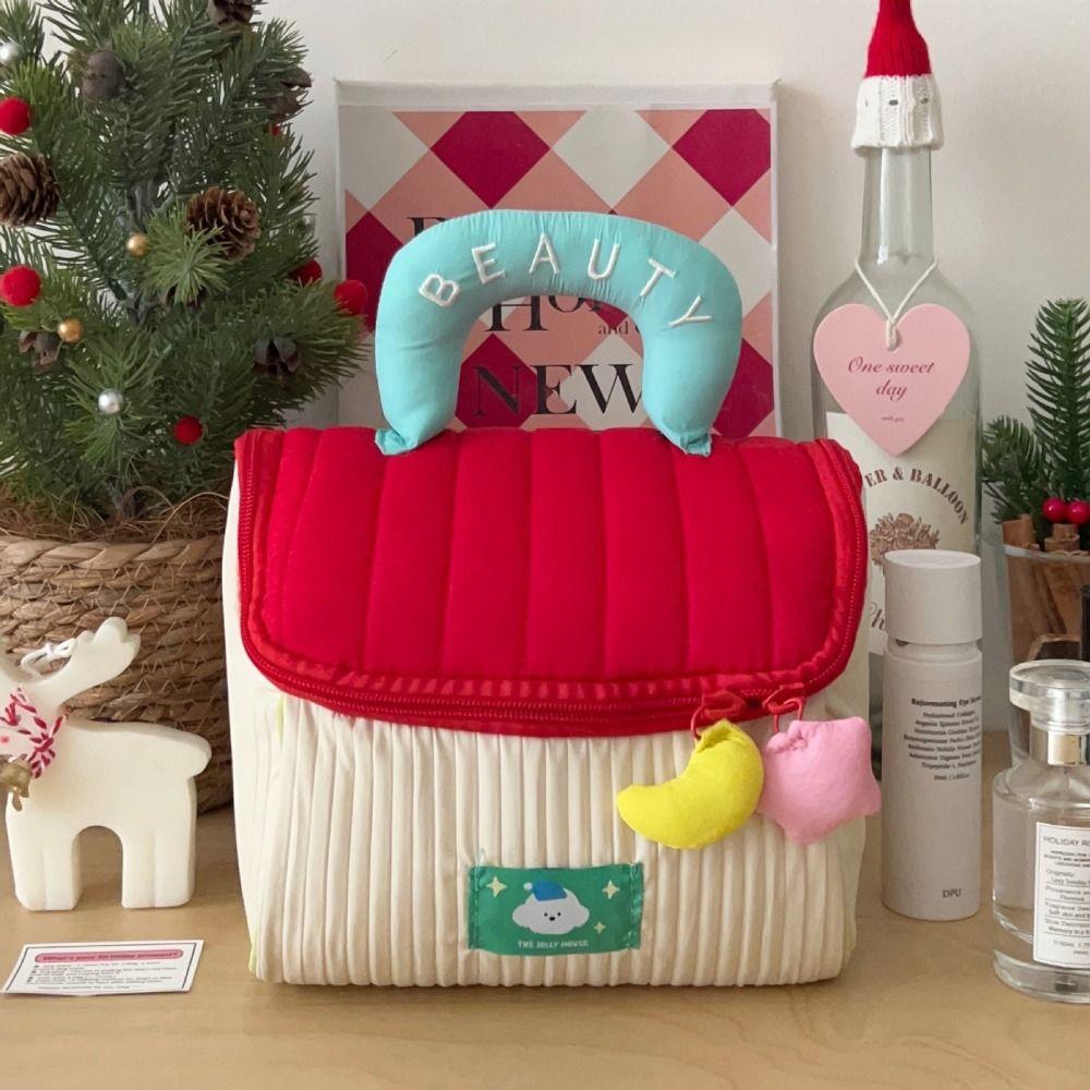 House-shaped Cute Cabin Makeup Bag Kawaii Portable Storage Bag Handheld Cosmetic Case  Travel