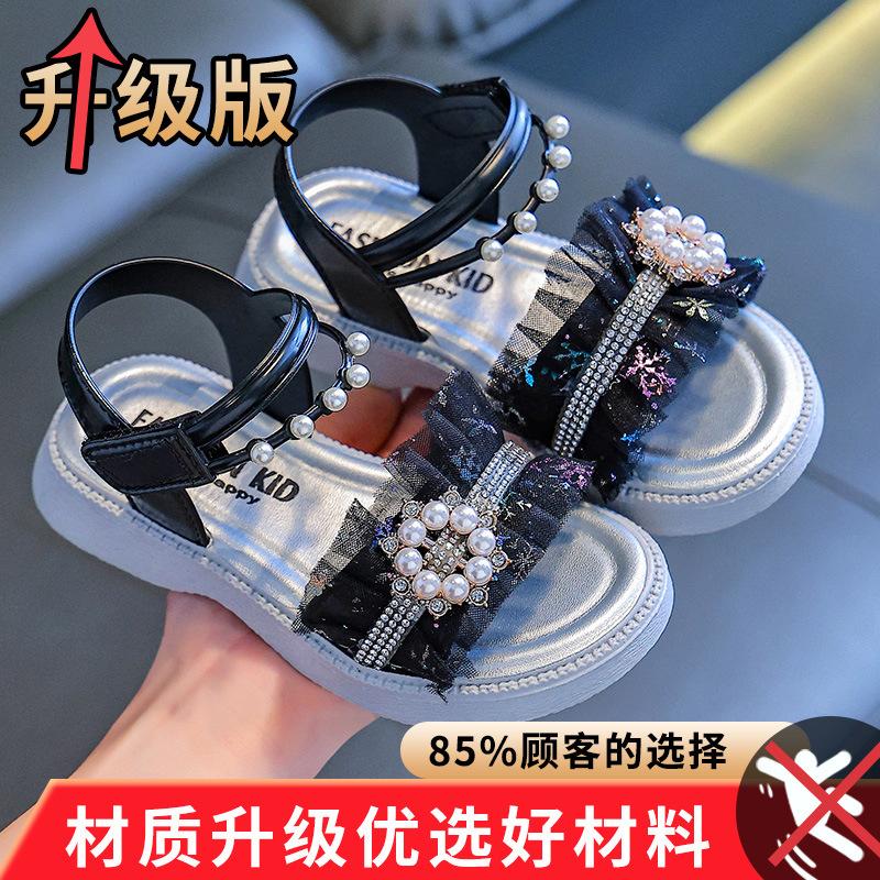 2026New summer girls' shoes, princess sandals for little girls, stylish soft-soled beach shoes for toddlers and older children