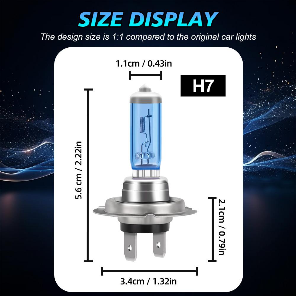 2PCS H7 H4 H1 H11 HB3 9005 HB4 9006 Halogen Headlight Car Light Hi/Lo Beam 6000K 12V Cool Blue Hyper White Bulb
