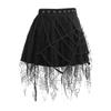 Women's Gothic Punk Solid Color Lace Patchworkl  Skirt Half Skirt