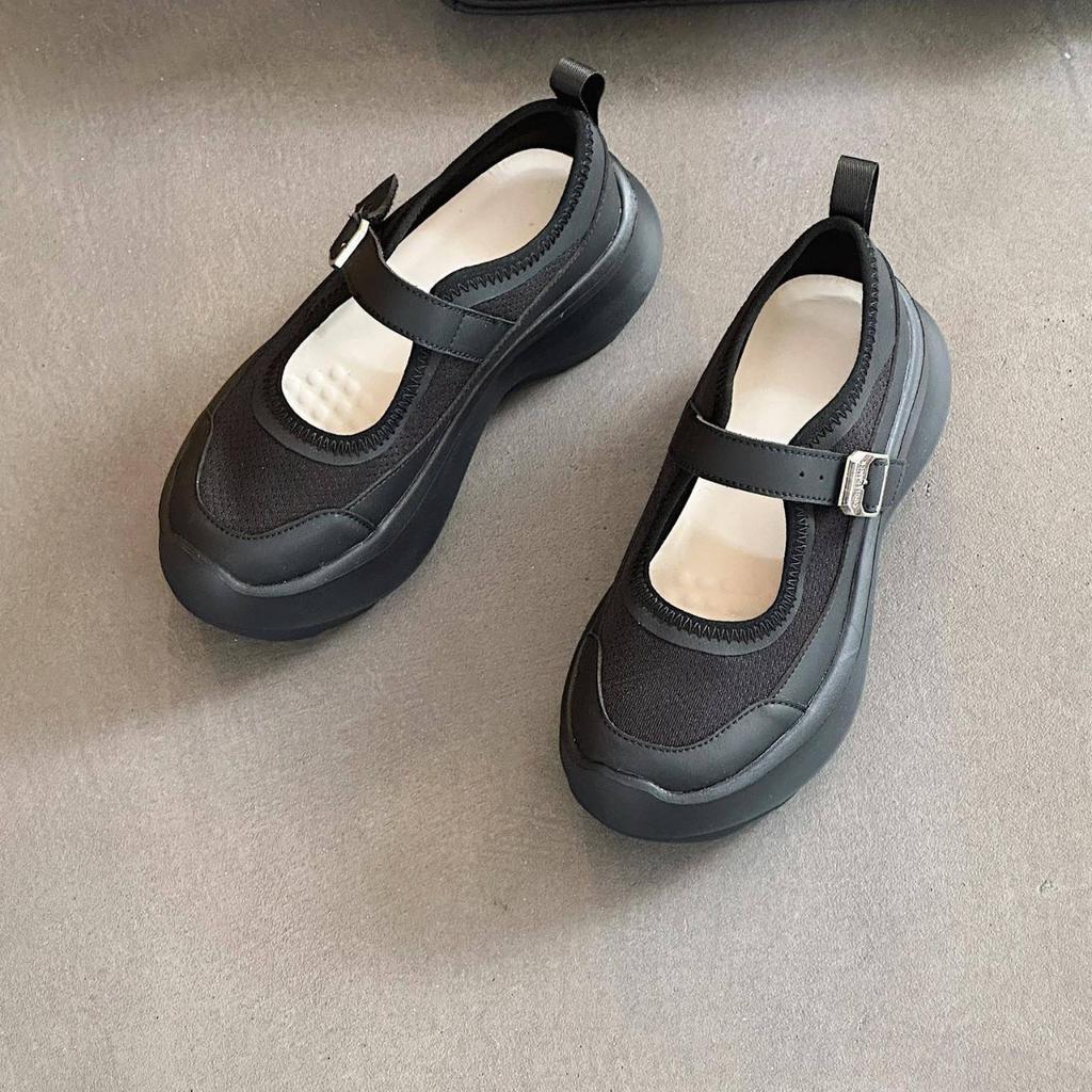 Mesh Breathable Thick Sole Heightening 7CM Mary Jane Shoes Women's 2025 Summer New Casual Sports Dad Shoes Versatile