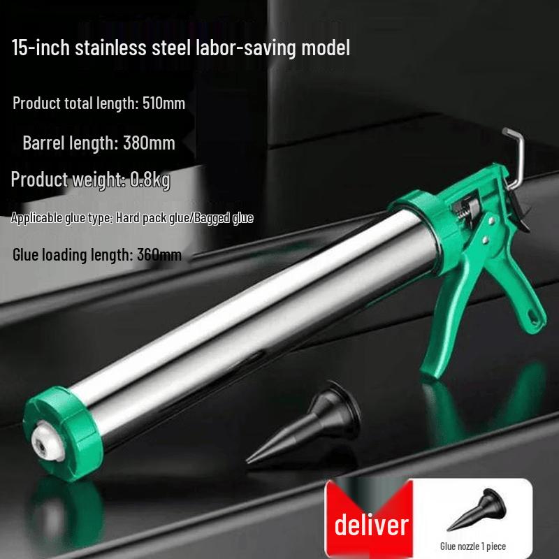 Zhishi 15-inch Labor-Saving Automatic Drip-Stop Stainless Steel Caulk Gun