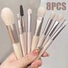 8pcs Makeup Brush Set for Face Loose Powder Blush Concealer Eyeshadow Radiant Look for Christmas Parties Travel-Friendly Design