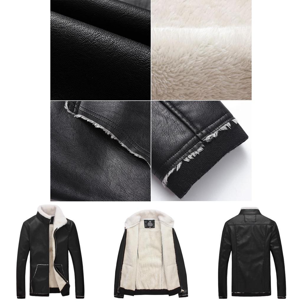 Luxurious Faux Leather Fur Jacket For Men With Warm Lined Interior And Slim Fit Design