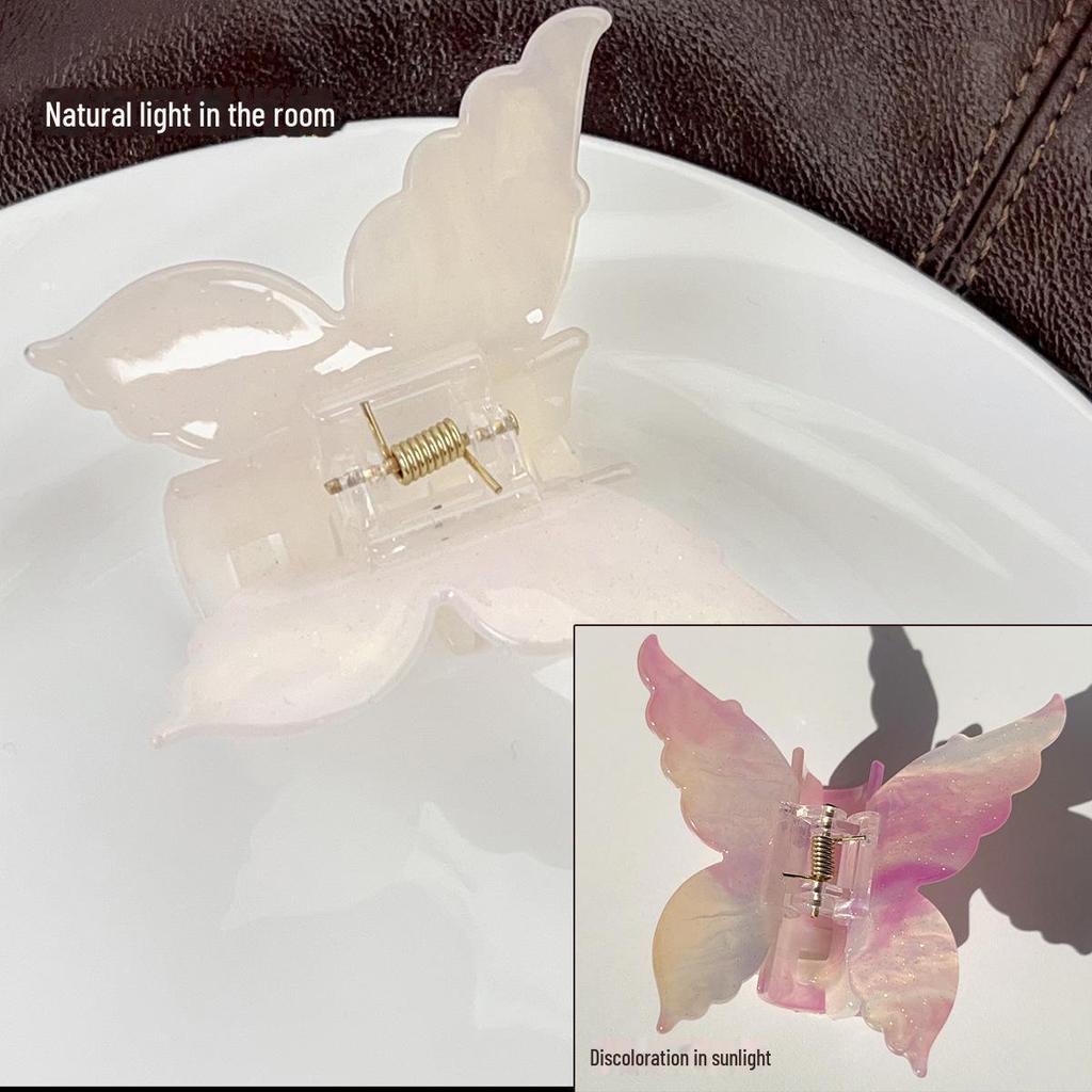 Elegante Pinza para el Cabello de Mariposa que Cambia de Color para Mujer - Dulce Pinza Tiburón de Estilo Coreano