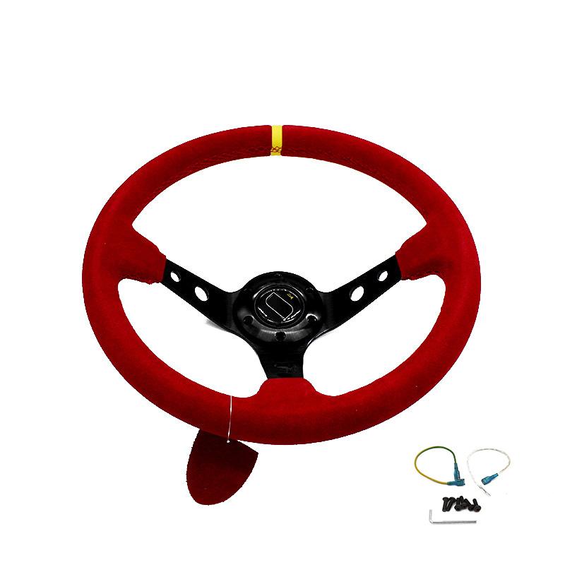 14 Inch 350mm Racing Drift Steering Wheel Suede Leather Deep Steering Wheel