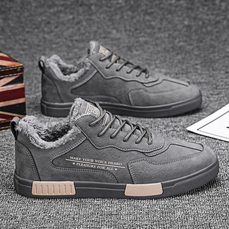 Mode Herren Winter Flache Schuhe mit Plüschisolierung Low Top Board Schuhe Modisch und Trendy Lässige Walking- und Wanderschuhe Sportschuhe