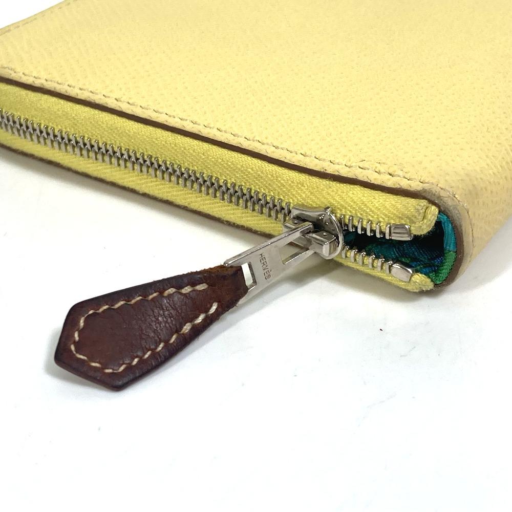HERMES Azap Long Silk-In Zip Around Long Wallet Leather yellow/Green