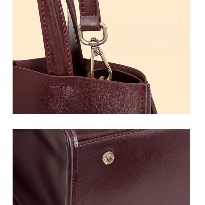 Retro-Tragetasche für Damen aus Rindsleder, Umhängetasche, großes Fassungsvermögen, Bucket Bag, Schultertasche