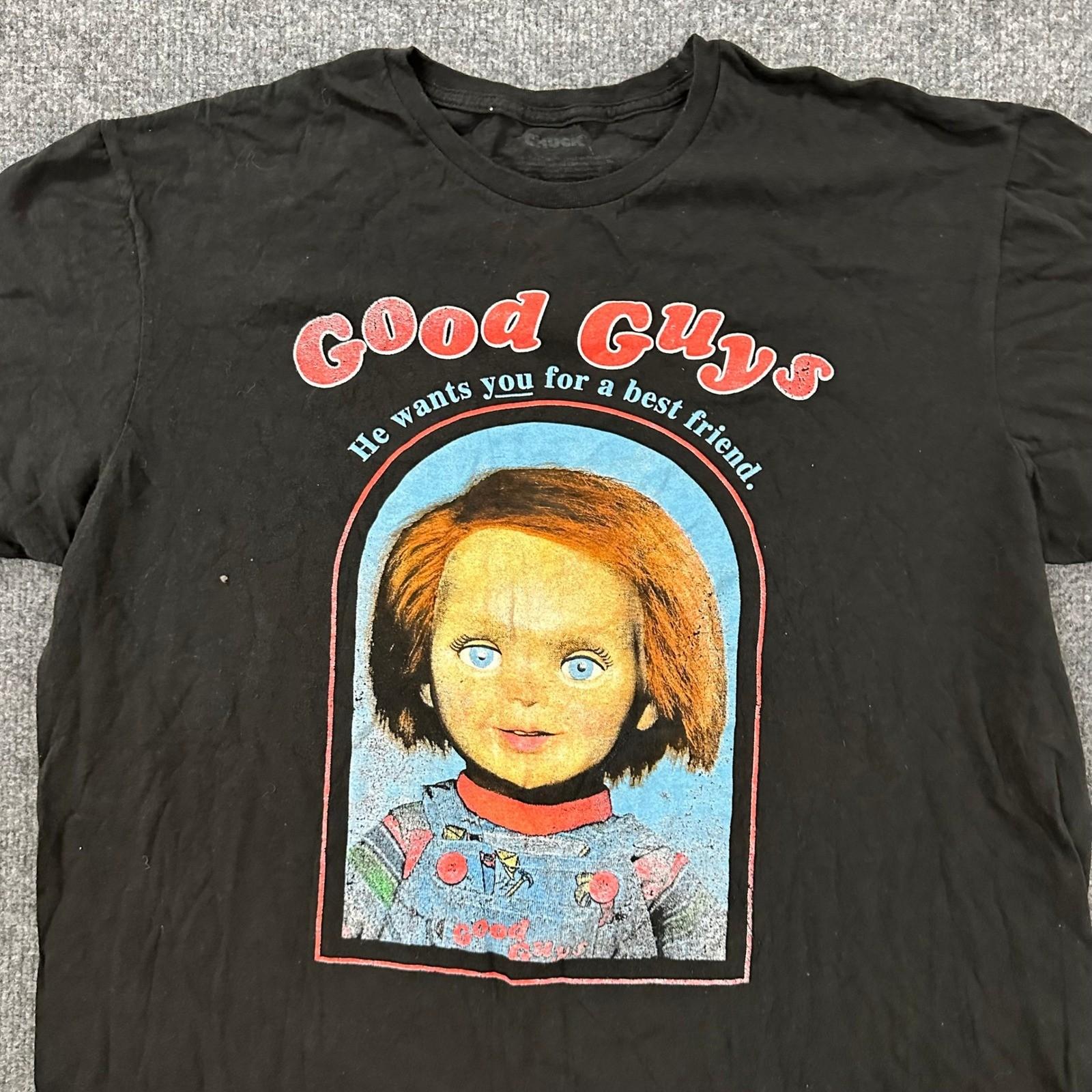 Chucky T-Shirt Mens XL Black Good Guys Horror Graphic Short Sleeve Tee S