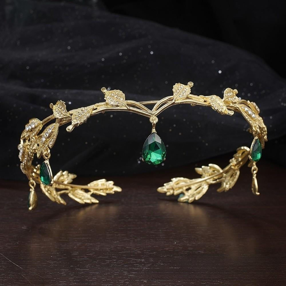 Leaves Shape Eyebrows Drop Headband Rhinestone Bride Tiara Headwear Forehead Chain  Ladies