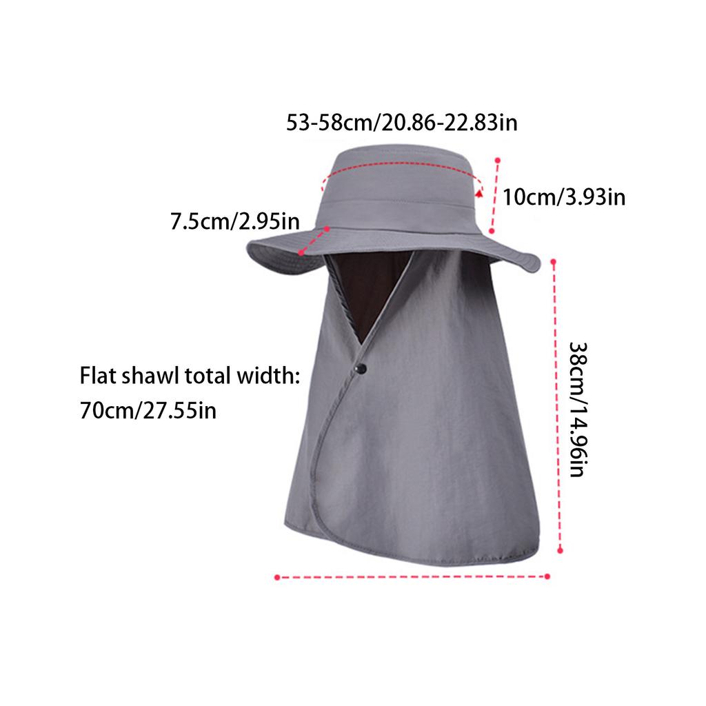 Women'S Sun Hat Solid Color Bucket Hat With Neck Cover Outdoor Uv Sun Protection Wide Brim Hats For Travel Holiday Beach Playing