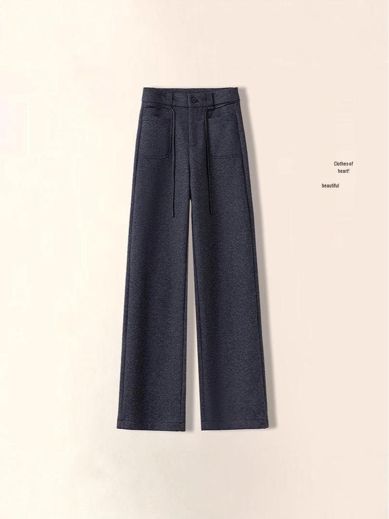 Women's High-Waist Woolen Flannel Pants: Winter Thick, Loose, Narrow-Leg to Wide-Leg Style
