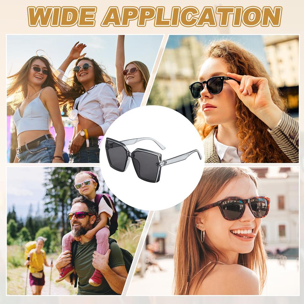 Square Polarized Sunglasses Trendy Oversized Square Sunglasses Unisex Clear [uxcell] - - - (Gray Lens)