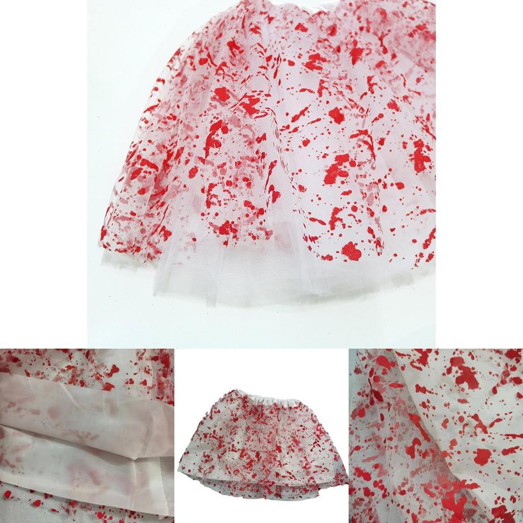 Polyester Halloween Blood Stain Half Skirt With Mesh And Tutu Features