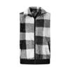 Fashionable Ladies Plaid Comfortable Fleece Cardigan Vest Stand Collar Sleeveless Women's Jacket