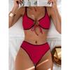 Leopard Bikinis High Waist Swimsuit Women Tie Front Strappy Swimwear Female Beachwear Bathers Bathing Swimming Swim Suit