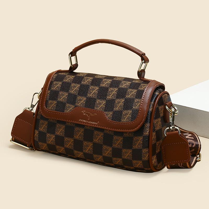 

2025 Fashionable Checkered Flap Shoulder Bag - Lightweight, Versatile Crossbody for Women 22*11*14 cm коричневий