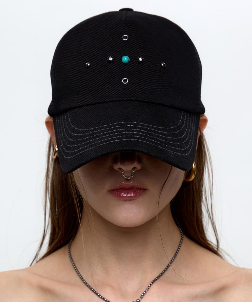 Aleseueseussi Western Rivet Mesh Cap - Black