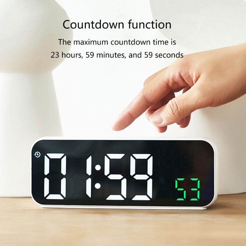 Versatile LED Alarm Clock with Temperature and Humidity Display Durable 12/24 Hour Format and 3 Adjustable Brightness