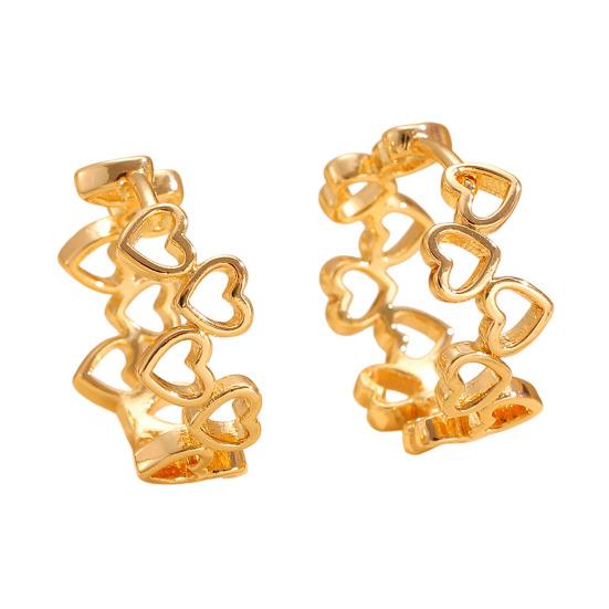 Oil Dripping Love Heart Earrings Hypoallergenic Golden Hollow Heart Hoop Earrings Lightweight золотистый