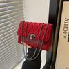 Solid Color Embroidery Thread Diamond Lattice Fashion Lock Chain Women's Bag Winter New Simple Crossbody Oneshoulder Small Square Women's Bag