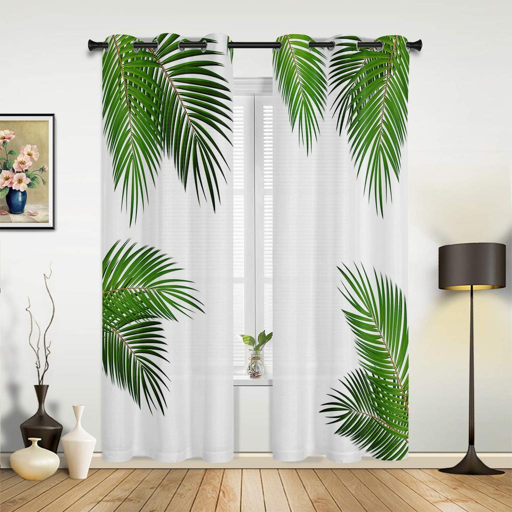 Blatt Einfacher Weißer Hintergrund Fenstervorhang Modern Europäischer Stil Vorhänge für Schlafzimmer Wohnzimmer Hintergrundvorhang