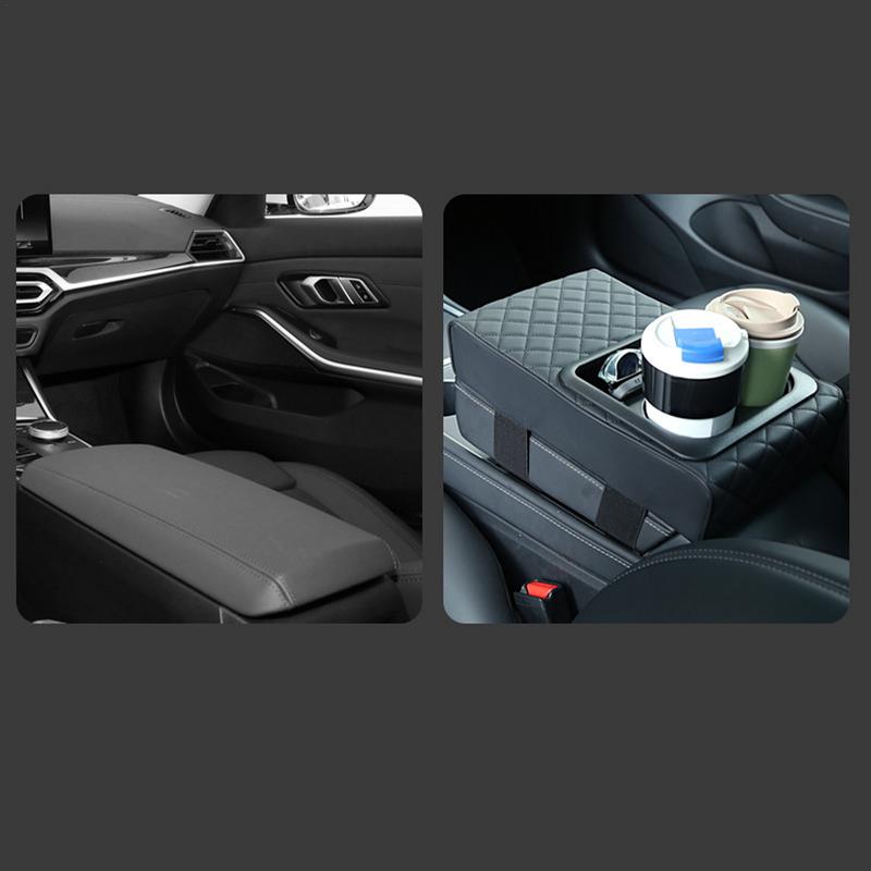 Car Armrest Cushion With Cup Holder Rest Pillow Cover Cover Waterproof Leather Cover For Most Car For Protecting Car Armrest Box