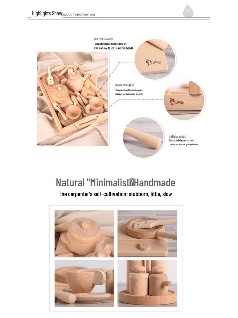 Beechwood Kids' Pretend Play Cooking Set - Wooden Kitchen & Tableware Educational Toys