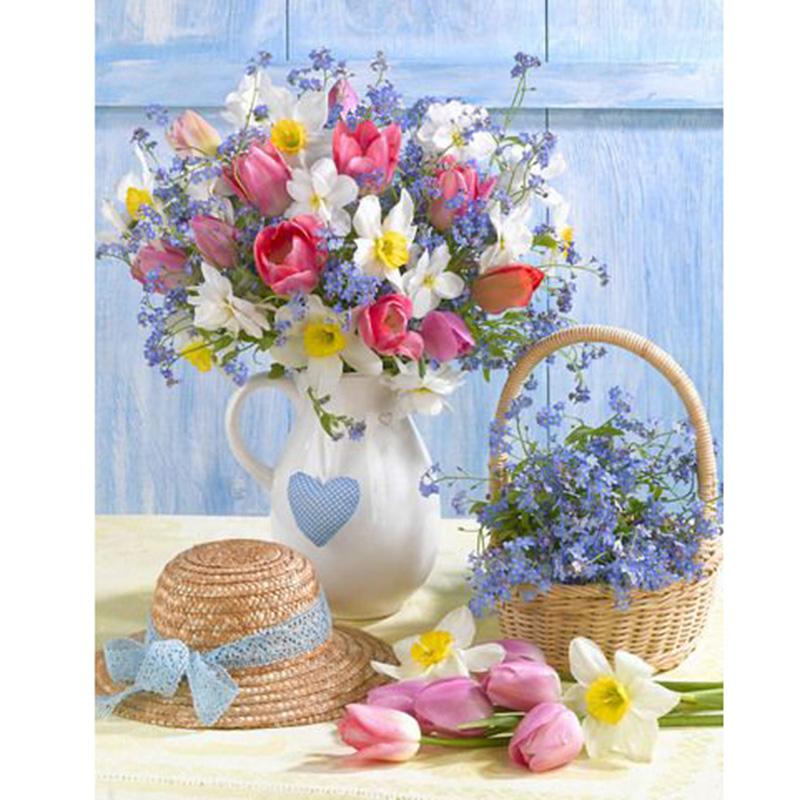 DIY Flower 5D Diamond Painting Full Round Drill Resin Animal Diamond Embroidery Mosaic Cross Stitch Basket Wall Art Home Decor