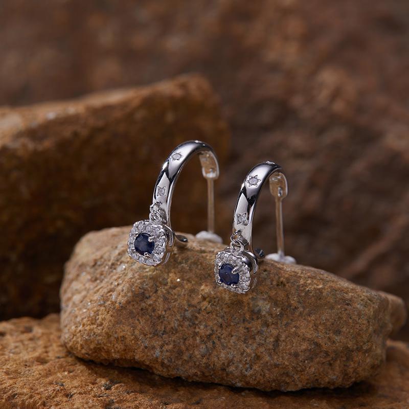 Niche High-End Sense S925 Sterling Silver Natural Colored Treasure Sugar Snowflake Earrings Light Luxury Non-Fading Jewelry