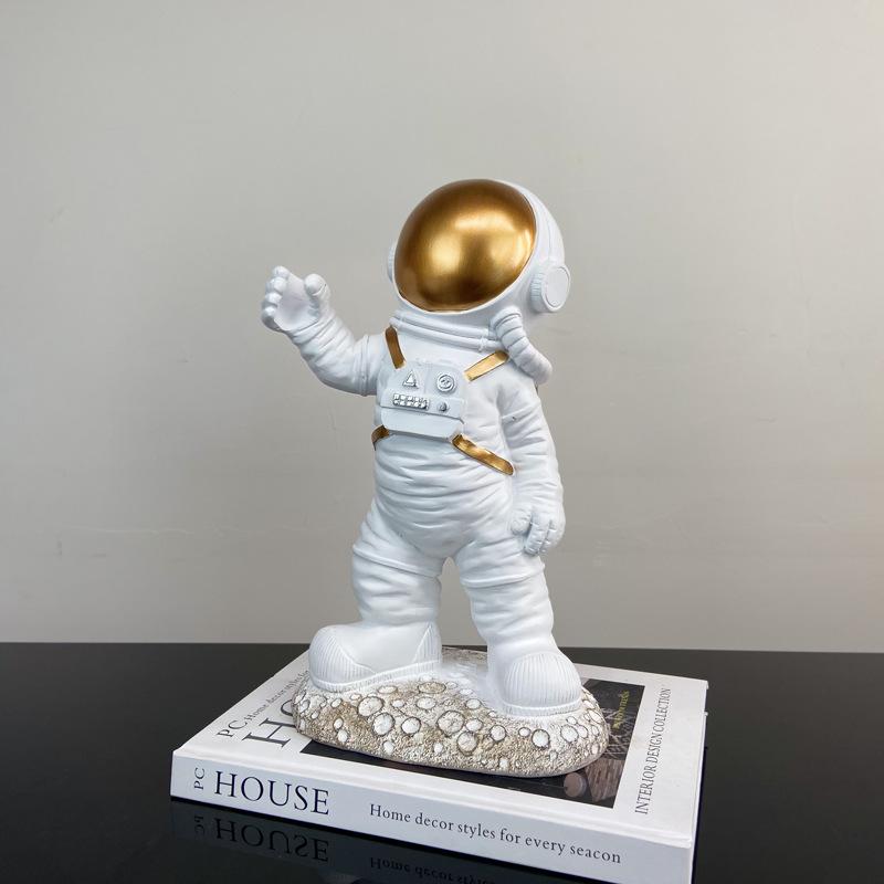 Moderne einfache Astronauten-Ornamente aus Harz für Wohnzimmer, Arbeitszimmer, Bücherregal, Schlafzimmer, Modische Leichte Dekoration white