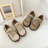 Fashion 2025 Spring and Autumn New Fashion Versatile Round Toe Shoes Women's Soft Sole Lace-Up Casual Simple Splicing Retro Flat Shoes