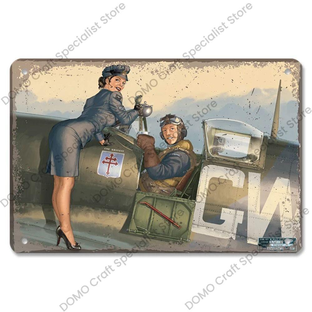 Metallplatta för flickor i interiör från Pinup-postern