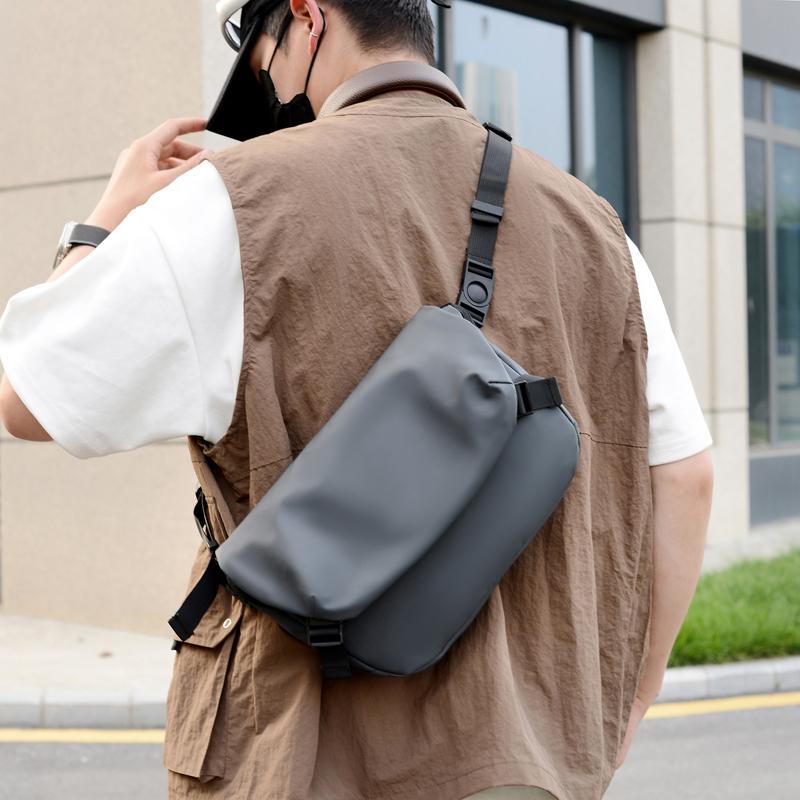 Men's Fashion Waterproof Crossbody Shoulder Bag Lightweight Large Capacity Casual PU Messenger Bag